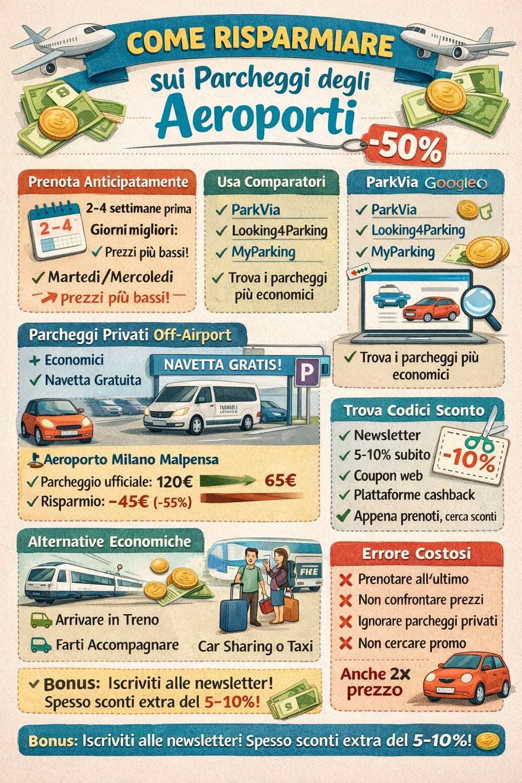 Come Risparmiare sui Parcheggi degli Aeroporti (anche -50%)