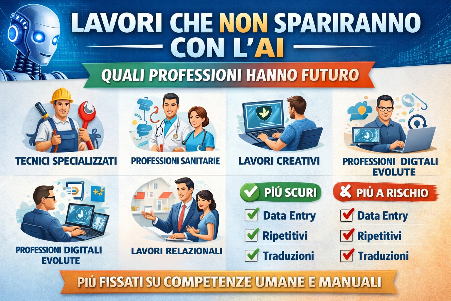 Lavori che non spariranno con l’AI: le professioni più sicure per il futuro