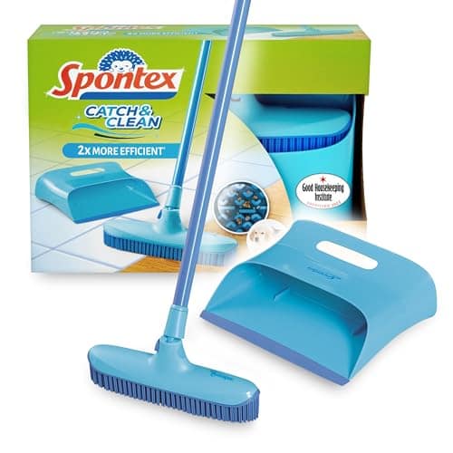 Spontex Catch Clean - Scopa con Setole in Silicone per Interni e Paletta